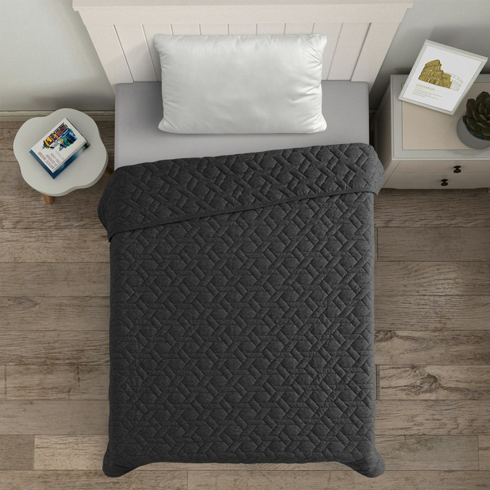 Dreamaker Cotton Jersey Quilted Blanket Charcoal
