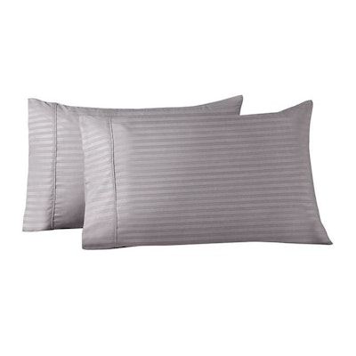 Royal Comfort Blended Bamboo Pillowcase Twin Pack With Stripes - Charcoal