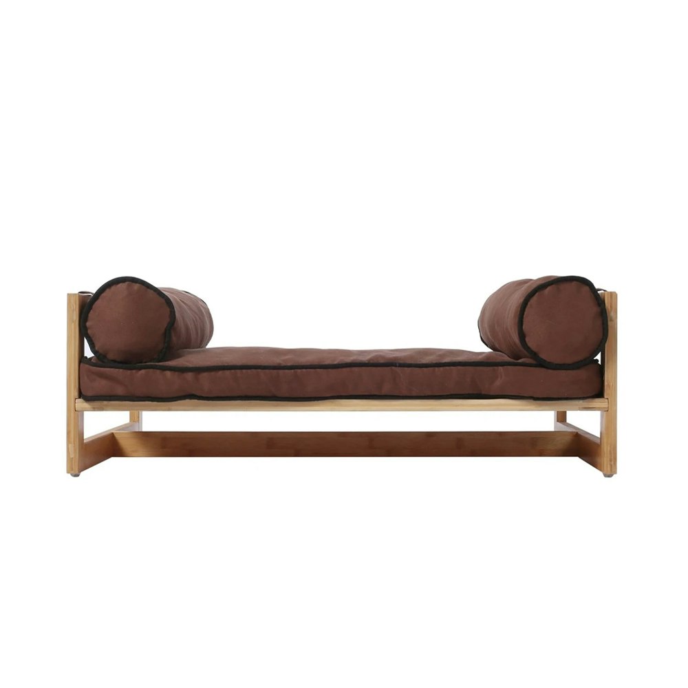 Charlie's Pet Bamboo Elevated Pet Bed Side View Brown