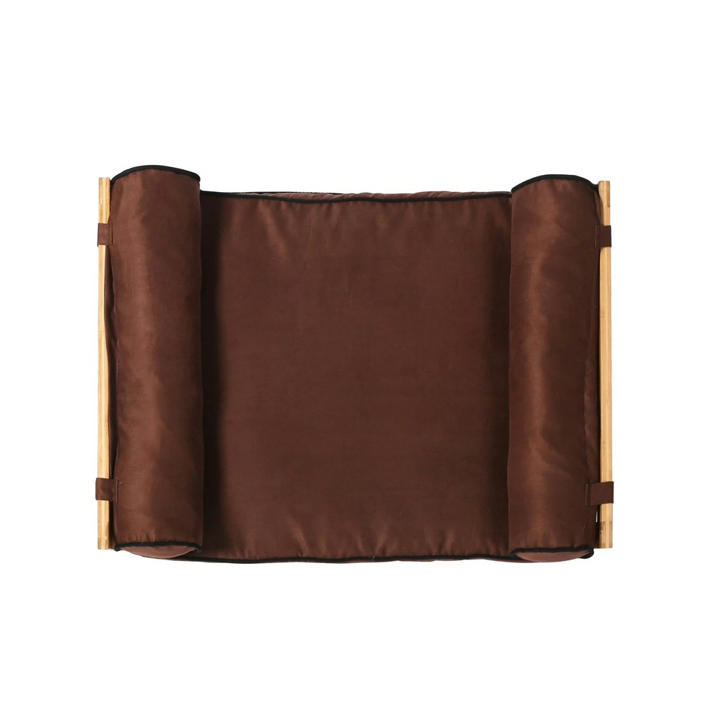 Charlie's Pet Bamboo Elevated Pet Bed Top View Brown