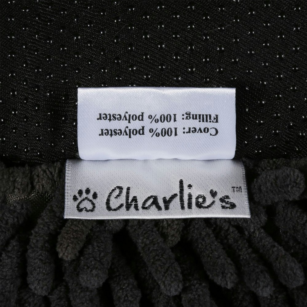 Charlie's Pet Calming Chenille Plush Round Pet Bed Charcoal