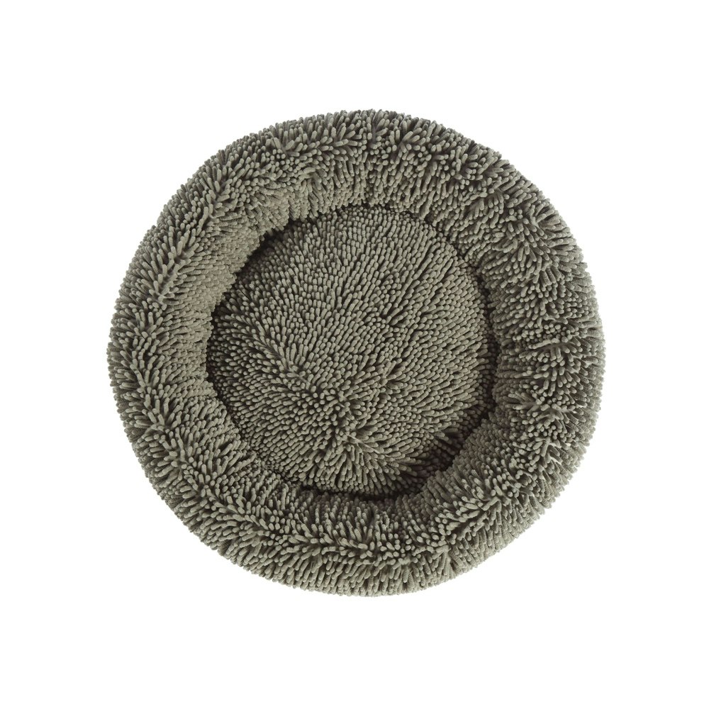 Charlie's Pet Calming Chenille Plush Round Pet Bed Grey 