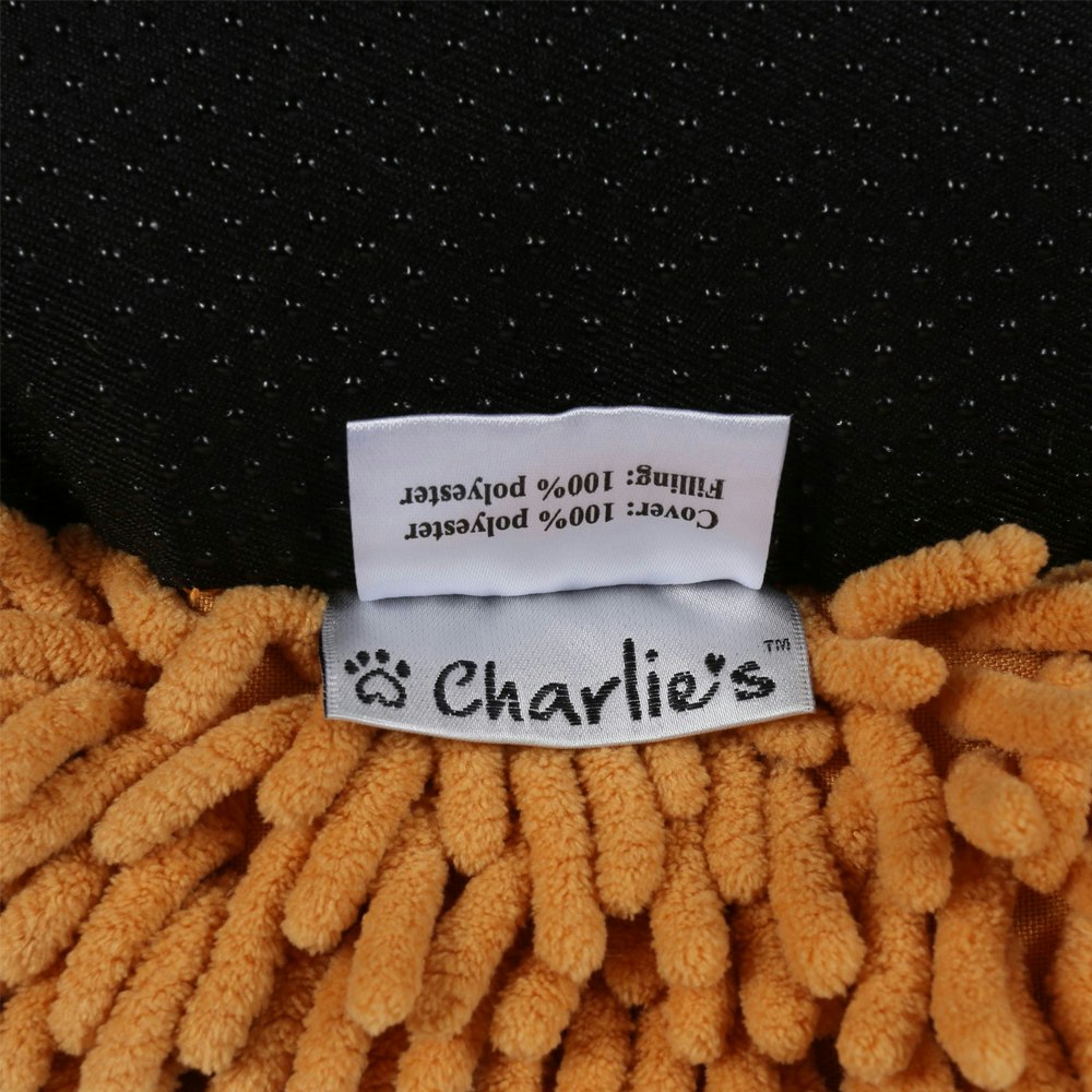 Charlie's Pet Calming Chenille Plush Round Pet Bed Orange