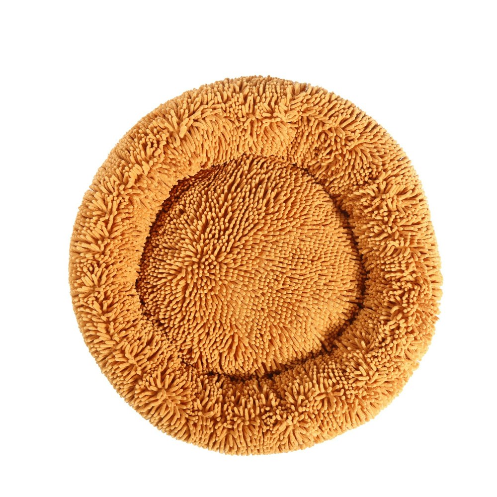 Charlie's Pet Calming Chenille Plush Round Pet Bed Orange