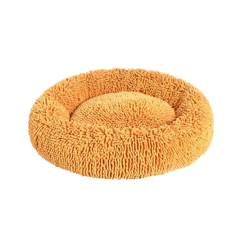 Charlie's Pet Calming Chenille Plush Round Pet Bed Orange