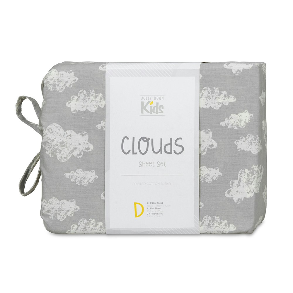 Jelly Bean Kids Clouds Printed Sheet Set Grey 5