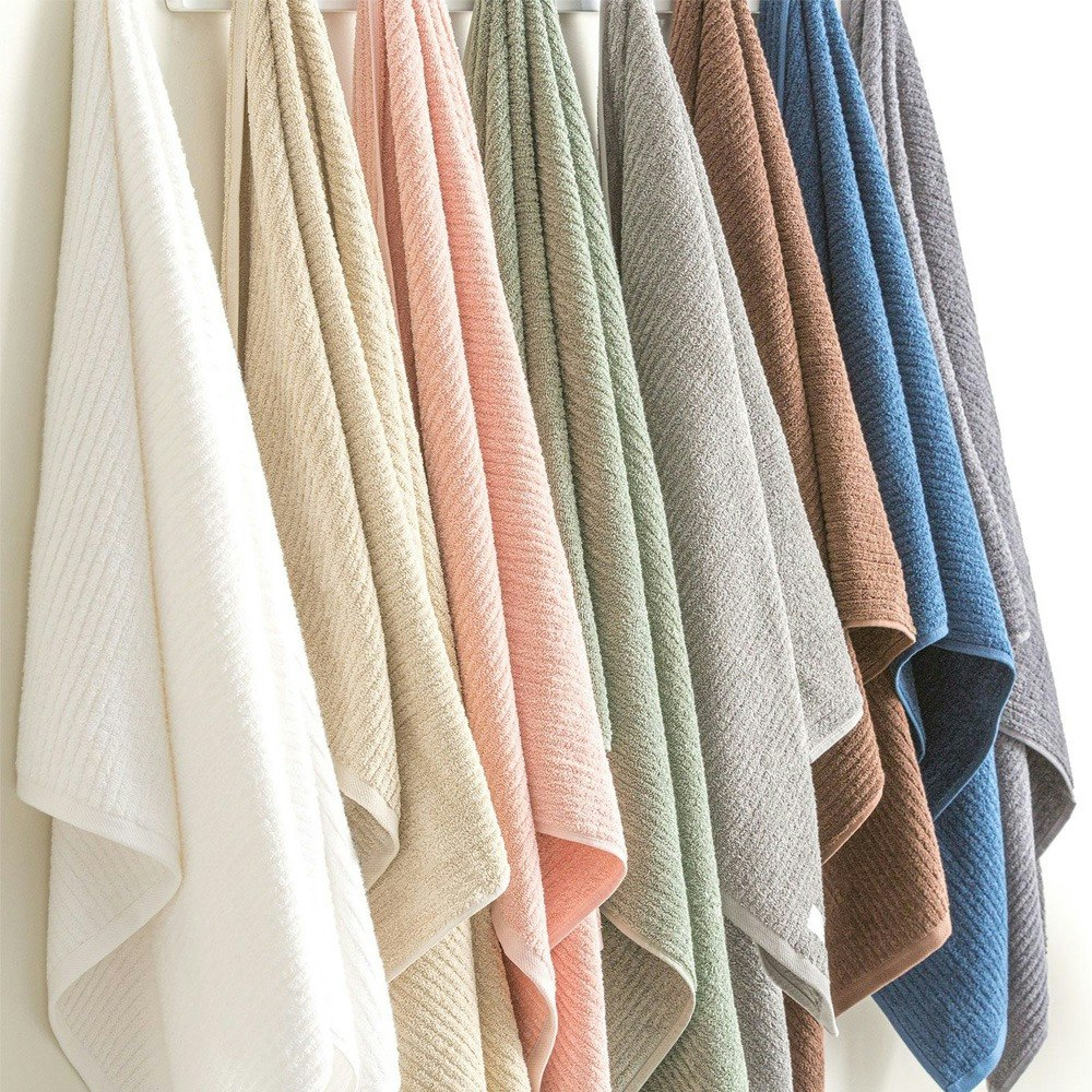 Renee Taylor Cobblestone Cotton Ribbed Bath Towels