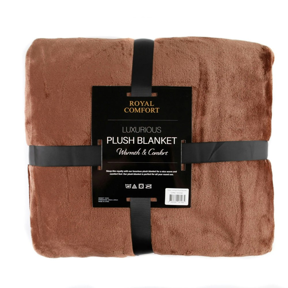 Royal Comfort Plush Faux Mink Throw Blanket Coffee