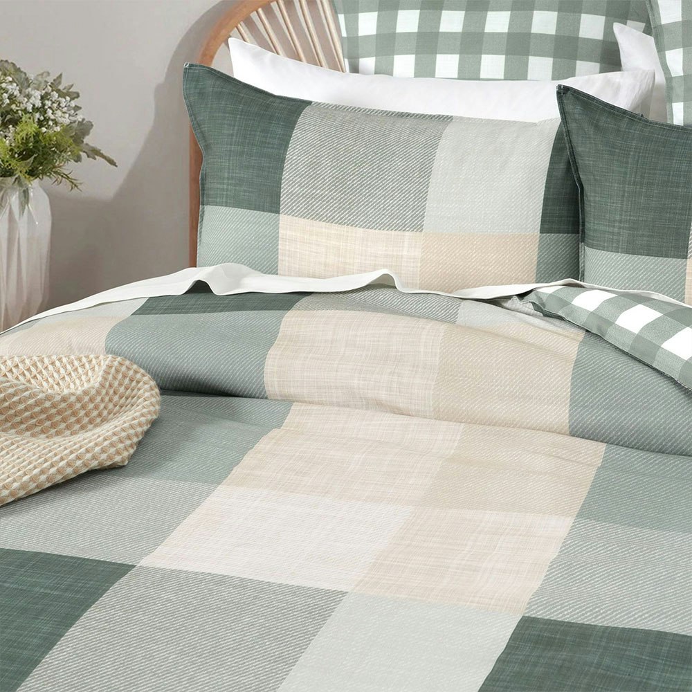 Renee Taylor 300 Thread Count Cooper Checks Cotton Quilt Cover Set 2