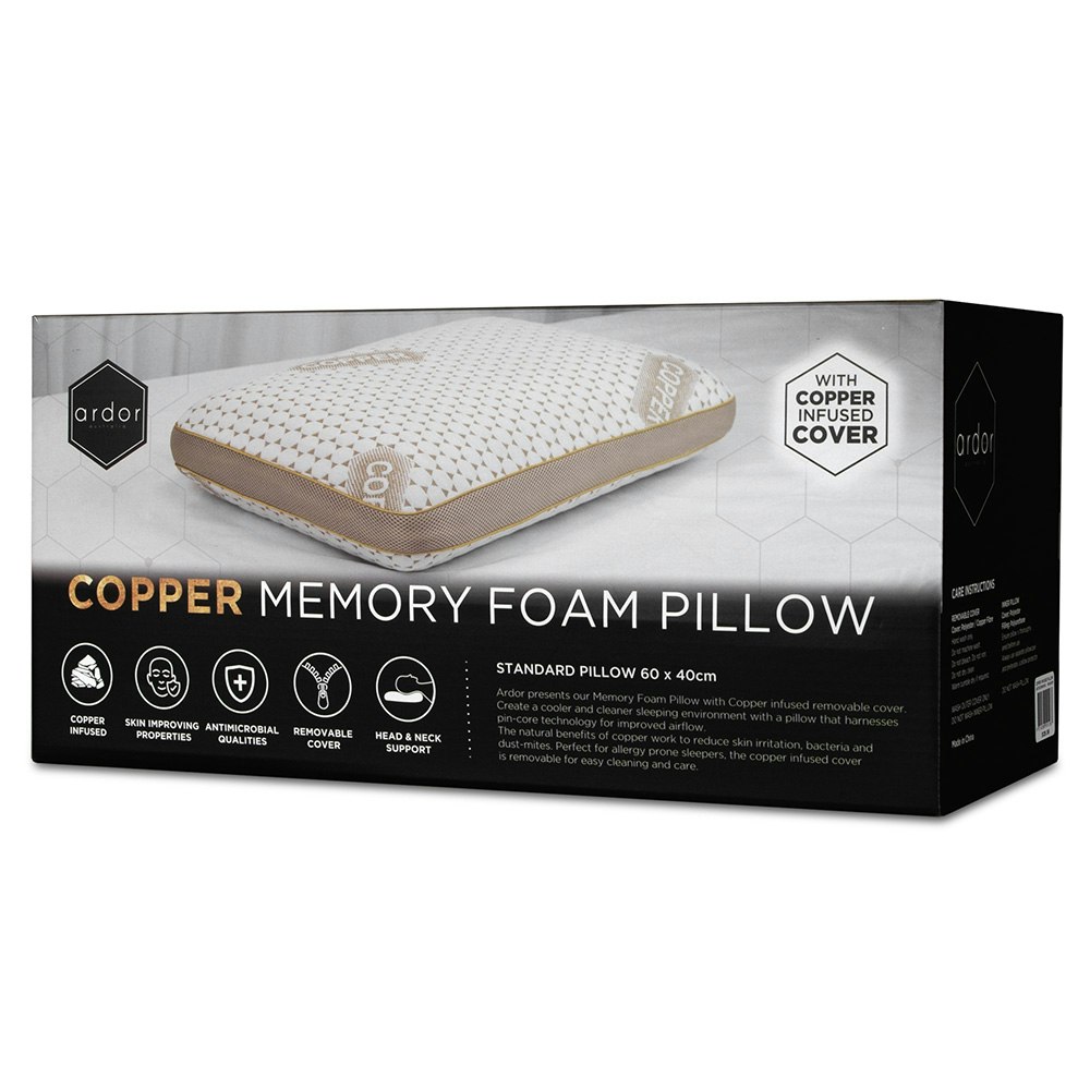 Ardor Home Copper Memory Foam Pillow Packaging 1