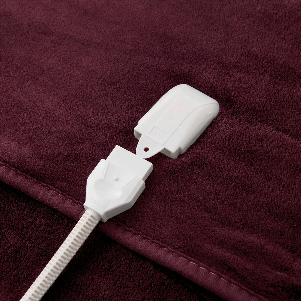 Dreamaker Coral Fleece Reversible Heated Throw Blanket Cherry