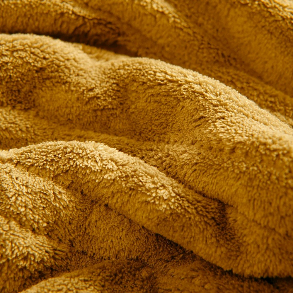 Dreamaker Coral Fleece Reversible Heated Throw Blanket Mustard
