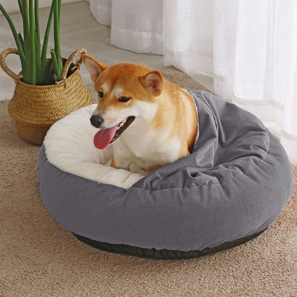Charlie's Pet Hooded Corduroy Cushioned Snookie Grey Lifestyle