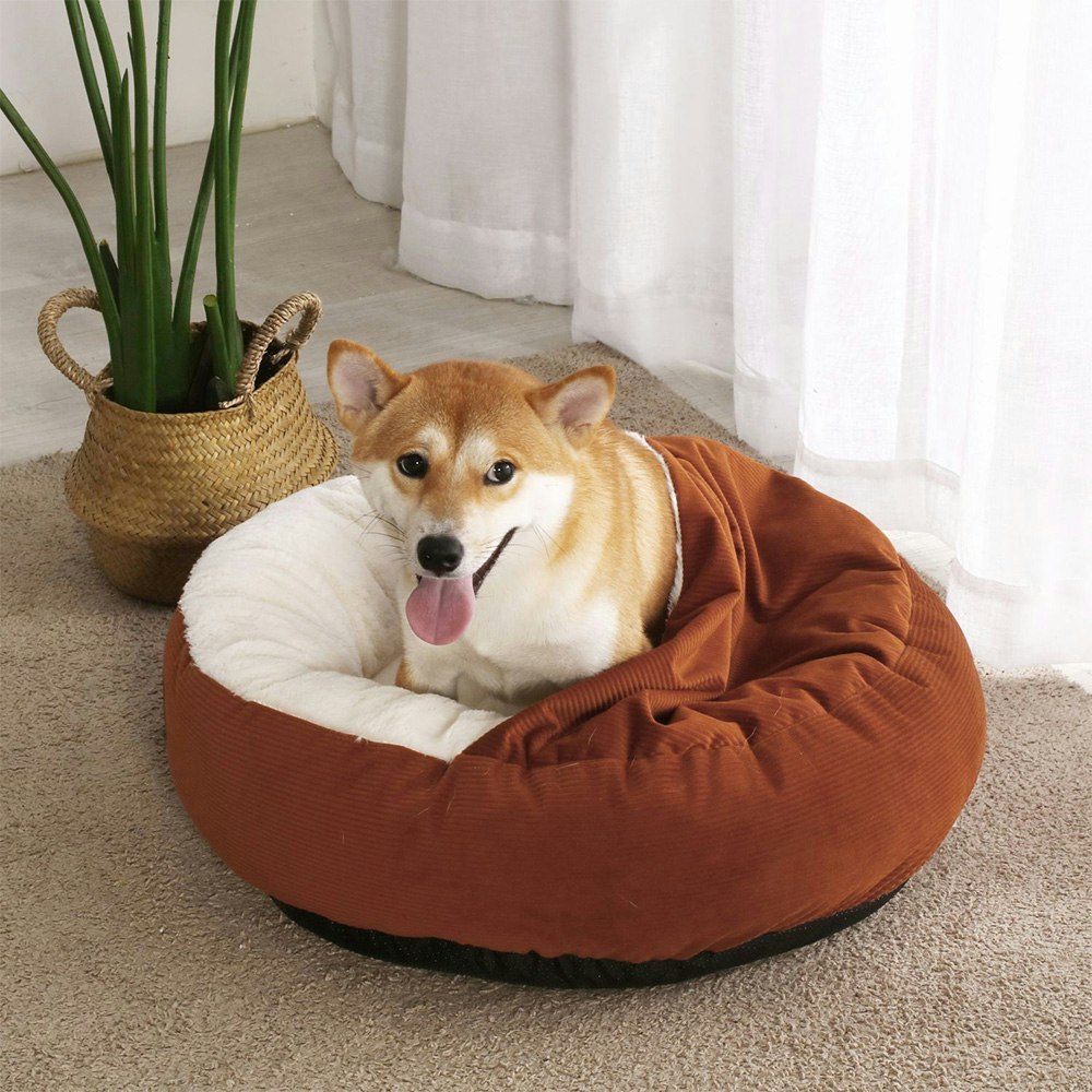 Charlie's Pet Hooded Corduroy Cushioned Snookie Terracotta 2