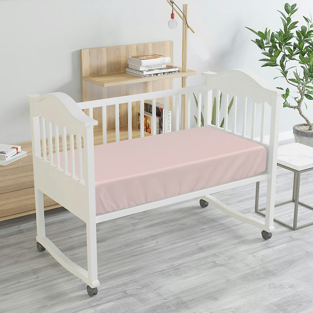 Bambi Tencel Baby Cot Fitted Sheet Blush