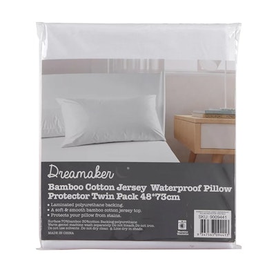 Waterproof Bamboo Cotton Jersey Pillow Protector Twin Pack