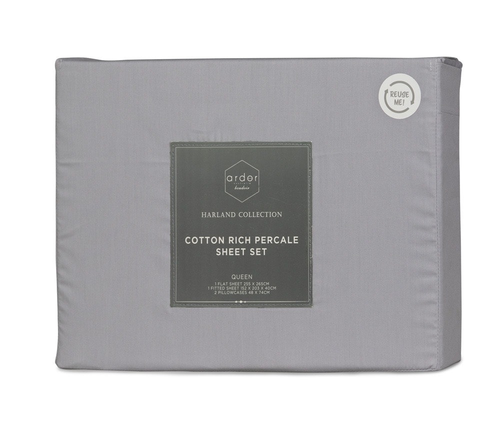 Ardor Boudoir 225TC Cotton Rich Sheet Set Silver