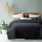 Dreamaker Cotton Waffle Quilt Cover Set Charcoal 