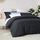 Dreamaker Cotton Waffle Quilt Cover Set Charcoal 