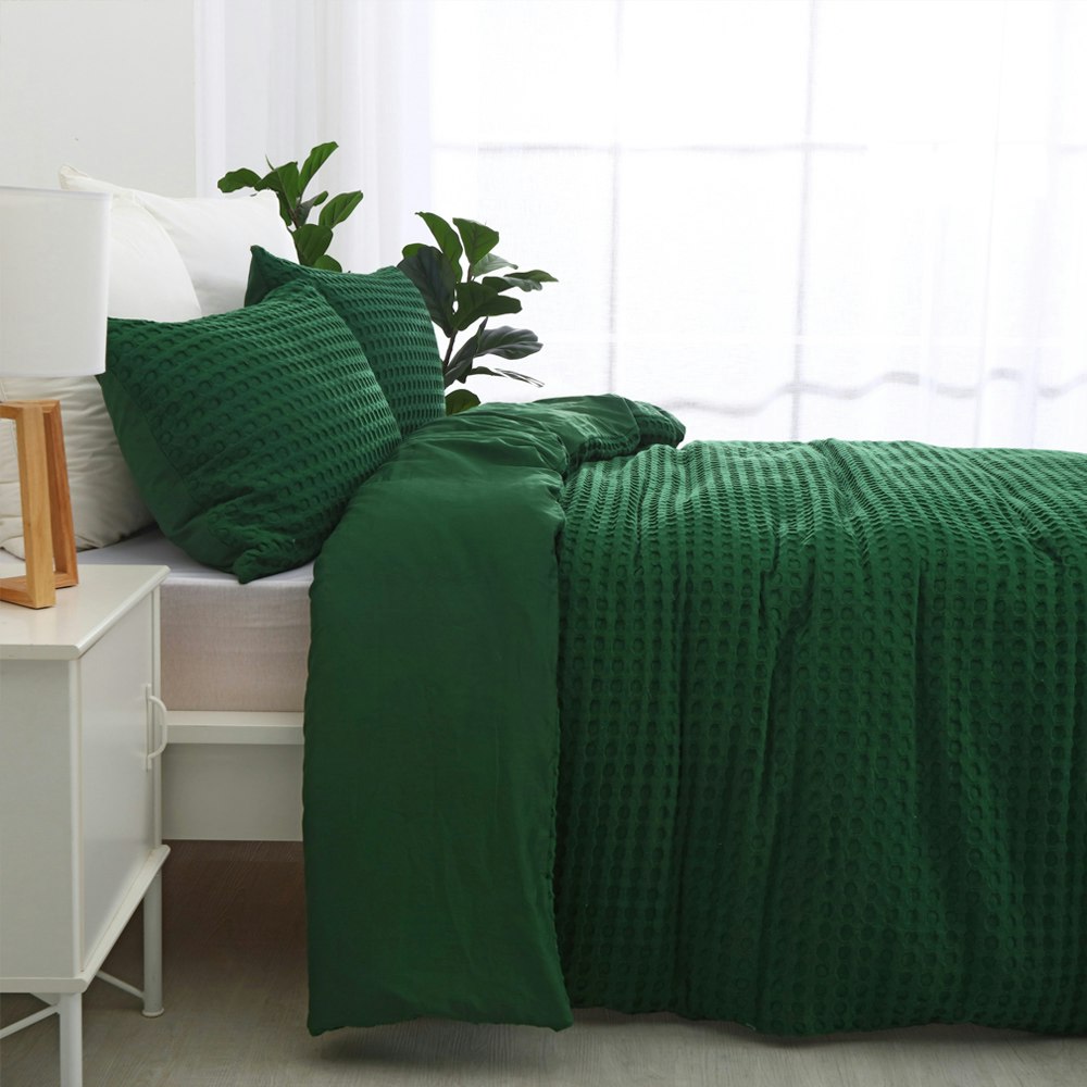 Dreamaker Cotton Waffle Quilt Cover Set Eden