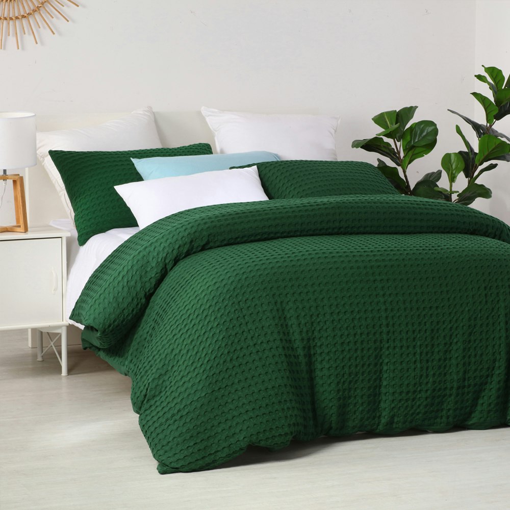 Dreamaker Cotton Waffle Quilt Cover Set Eden