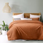 Dreamaker Cotton Waffle Quilt Cover Set Rust