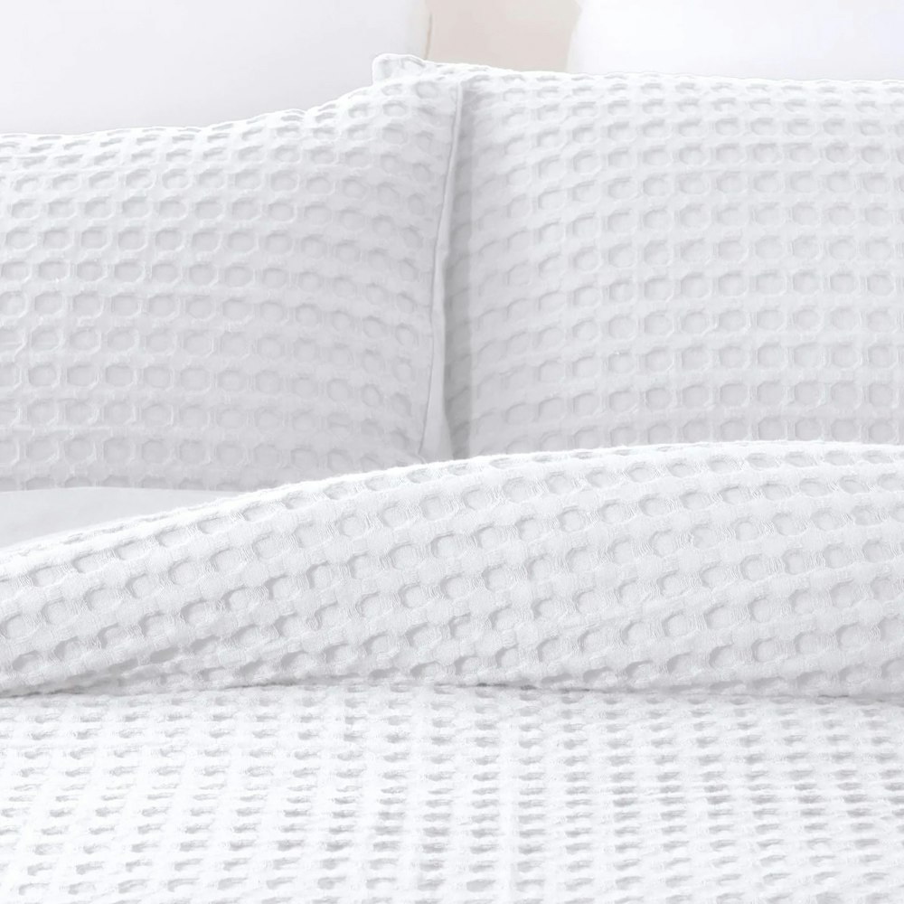 Dreamaker Cotton Waffle Quilt Cover Set White