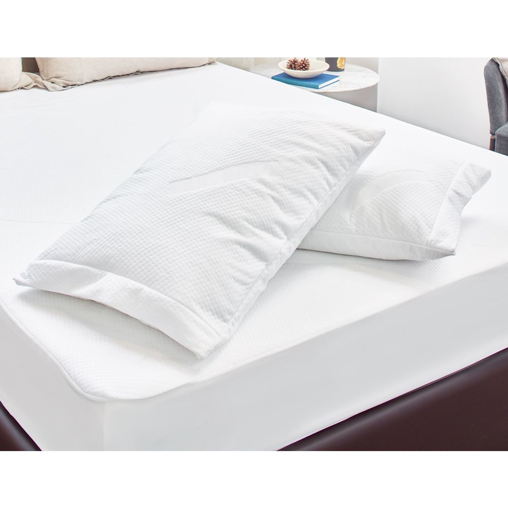 New Pack of 2 Pillow Protectors Anti-Bacterial 100% Waterproof Anti-Allergy with Zip Machine Washable 100% Cotton 50X90 Cm 