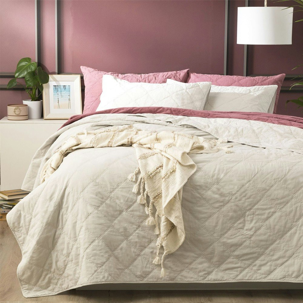 Renee Taylor Attwood Vintage Stone Washed Cotton Quilted Coverlet Set Charcoal