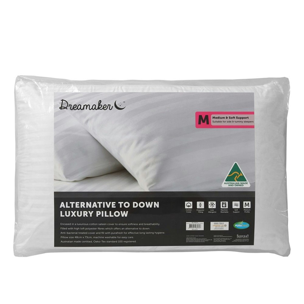 Dreamaker Down Alternative Luxury Pillow Medium & Soft Support