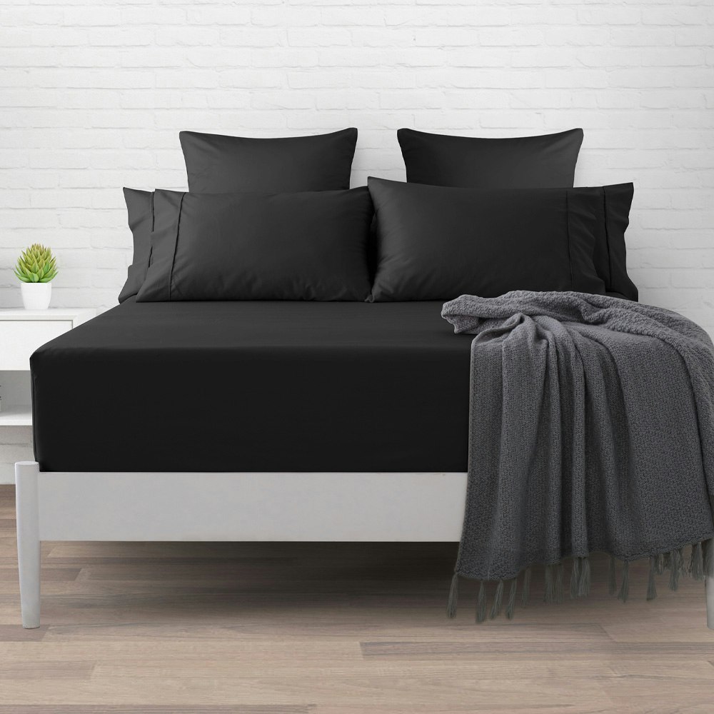 Dreamaker 500 Thread Count Cotton Sateen Fitted Sheet Charcoal