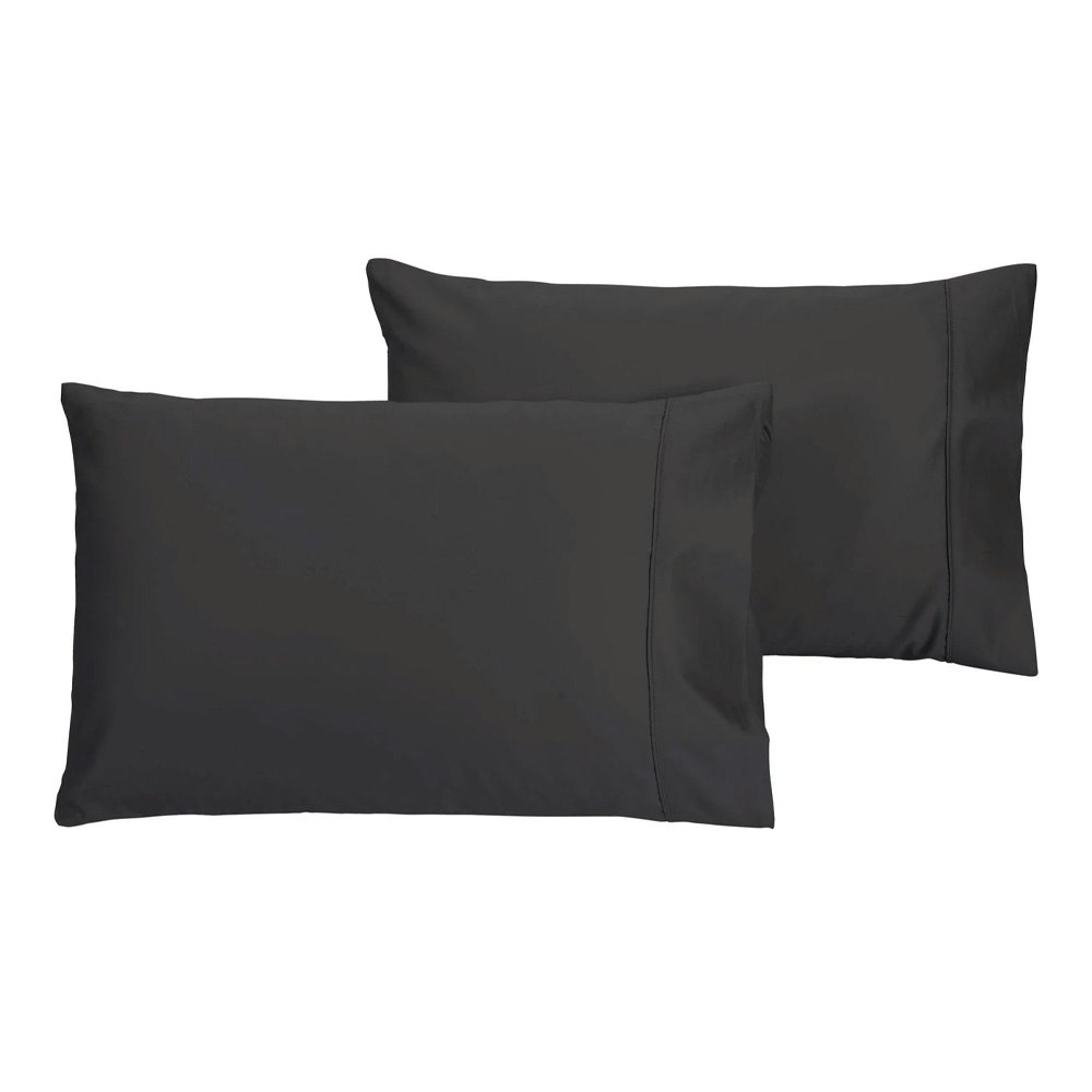 Dreamaker 500 Thread Count Cotton Sateen Pillowcases Twin Pack Charcoal