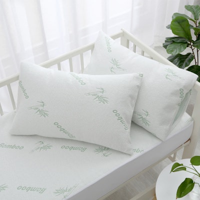 Dreamaker Bamboo Knitted Waterproof Cot Pillow Protector Twin Pack