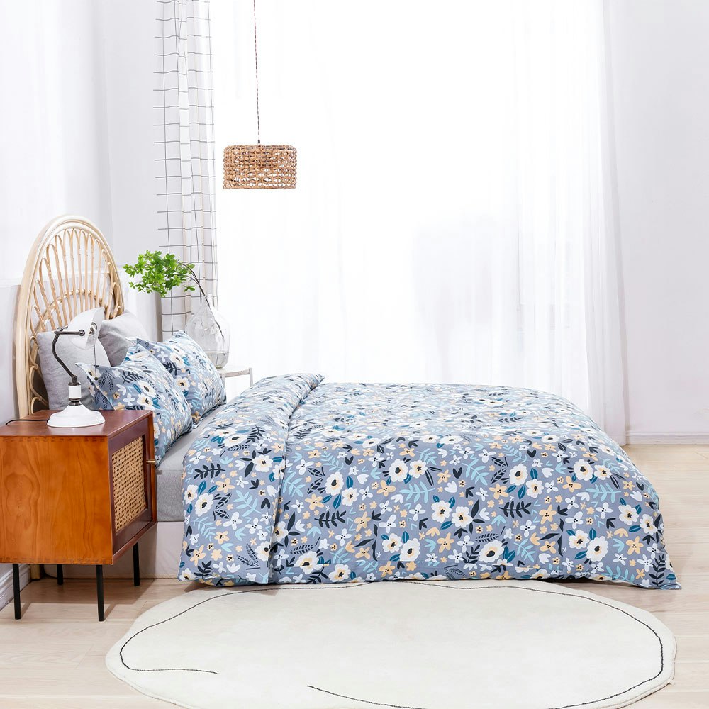 Dreamaker Cotton Printed Grey to Alice Quilt Cover Set Side View