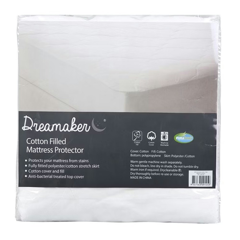 Dreamaker Quilted Cotton Filled Mattress Protector Packaging