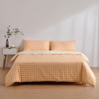 Dreamaker 130GSM Micro Flannel Reversible Grid Quilt Cover Set