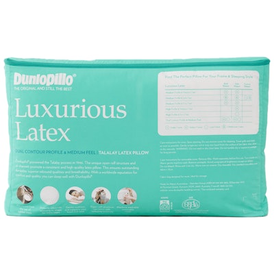 Dunlopillo Luxurious Latex Pillow Contour Dual Profile and Medium Feel Packaging