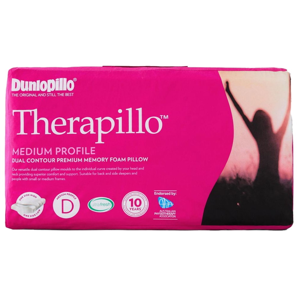 Dunlopillo Therapillo Premium Memory Foam Pillow Contoured Medium Profile