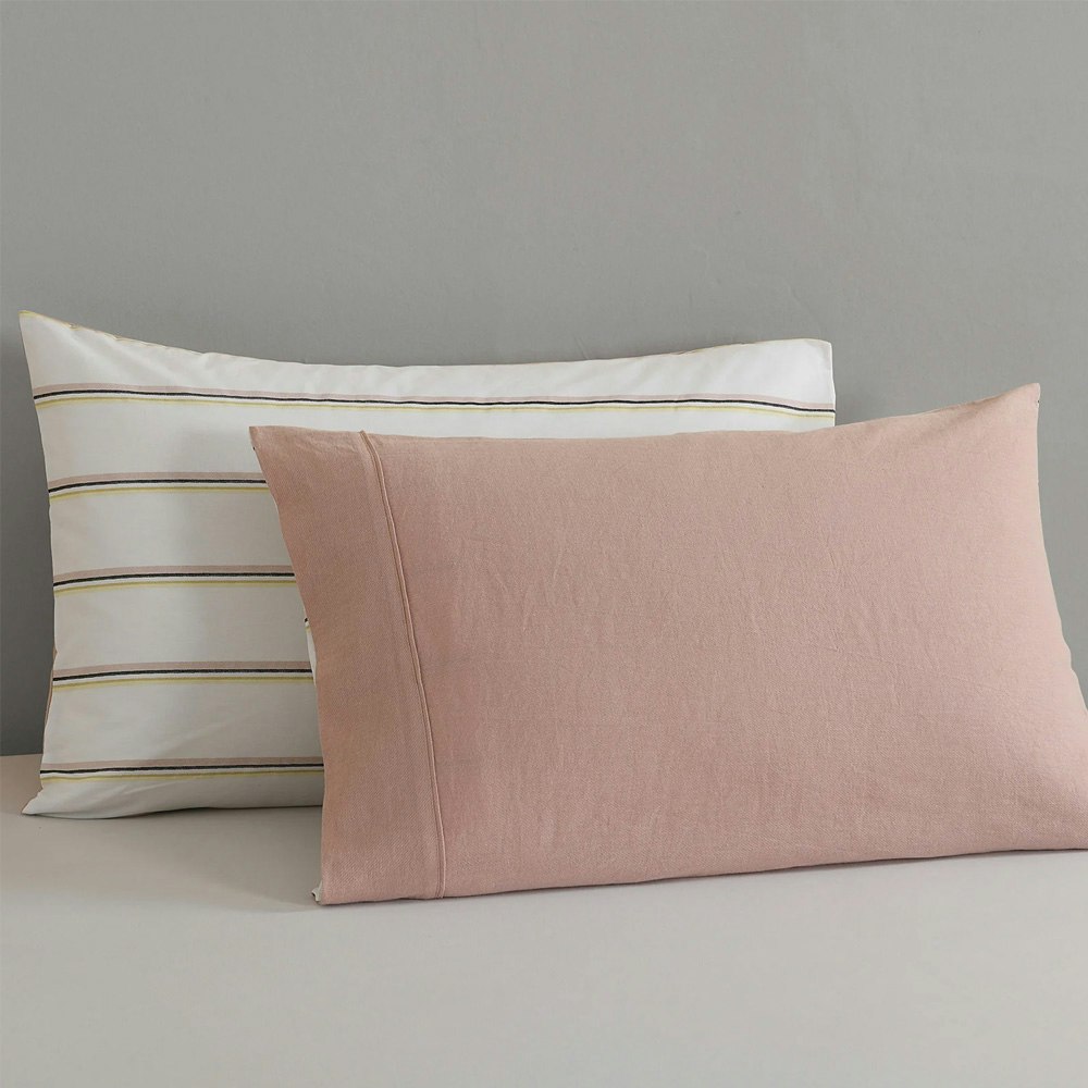 Royal Comfort Hemp Braid Reversible Stripe Quilt Cover Set Dusk Pink