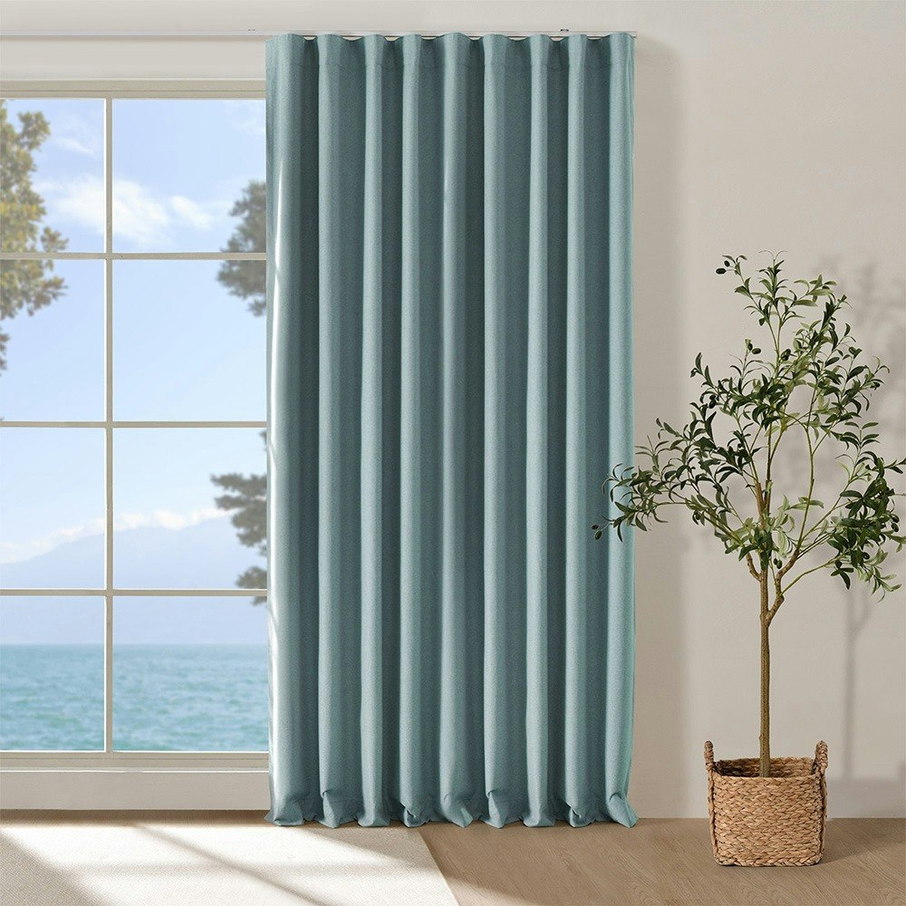 Cadence and Co. Bennett Faux Linen S-Fold Curtain Dusty Blue