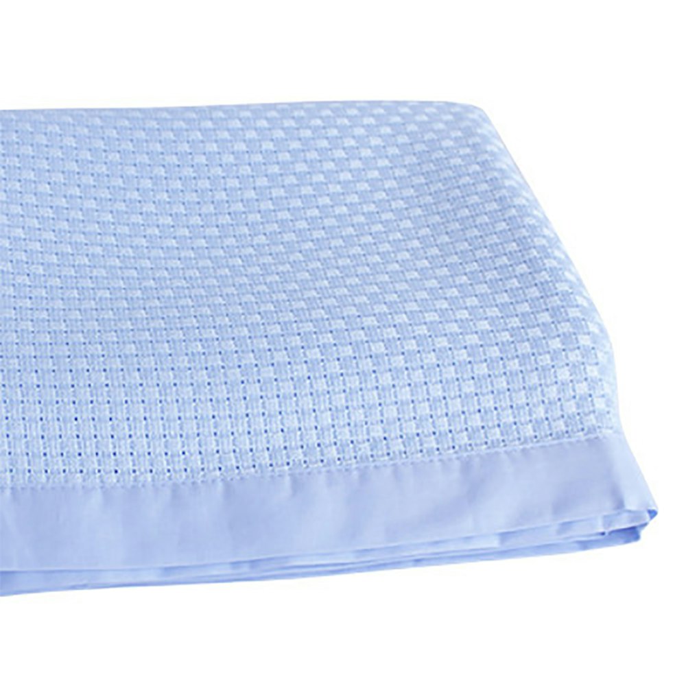 Bamboo Baby Cot Blanket Light Blue folded