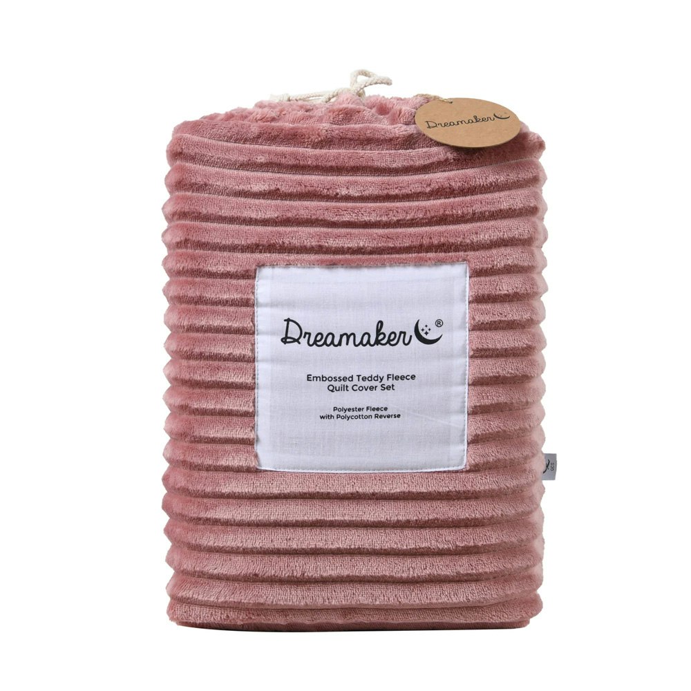 Dreamaker Embossed Teddy Fleece Quilt Cover Set