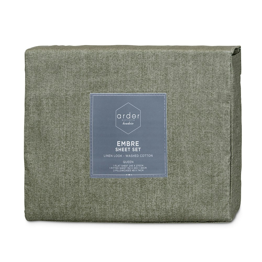 Ardor Boudoir Embre Linen Look Washed Sheet Set Khaki 3