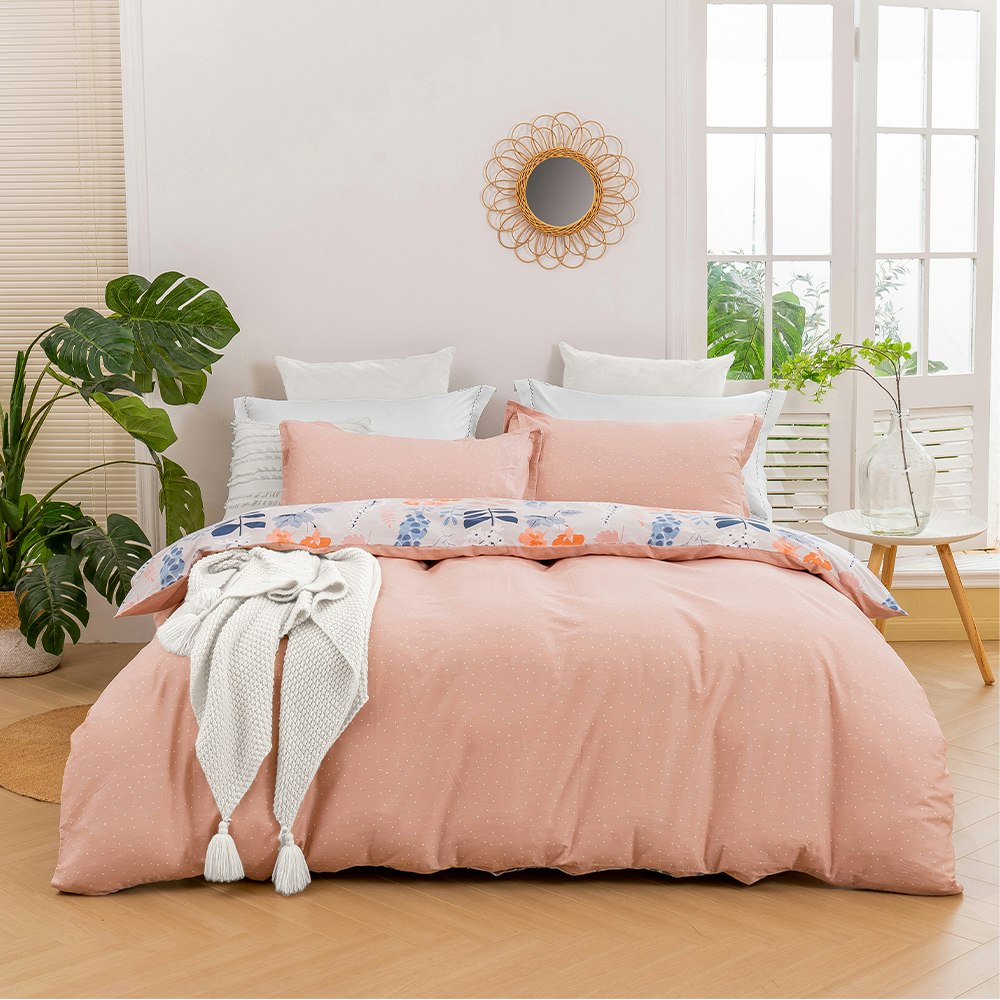 Dreamaker Blossom 100% Cotton Quilt Cover Set