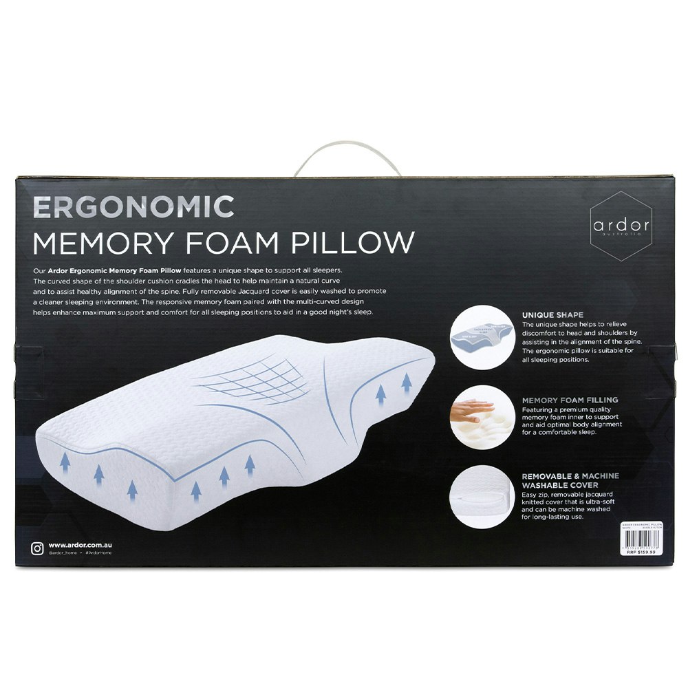 Ardor Home Ergonomic Contoured Memory Foam Pillow Packaging 3