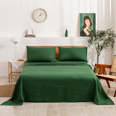 Natural Home 100% European Flax Linen Sheet Set Olive