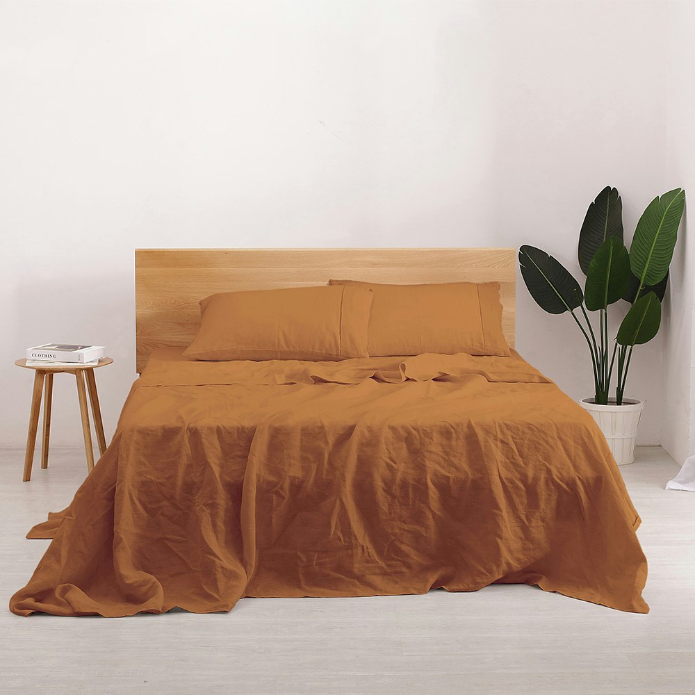 Natural Home 100% European Flax Linen Sheet Set Rust