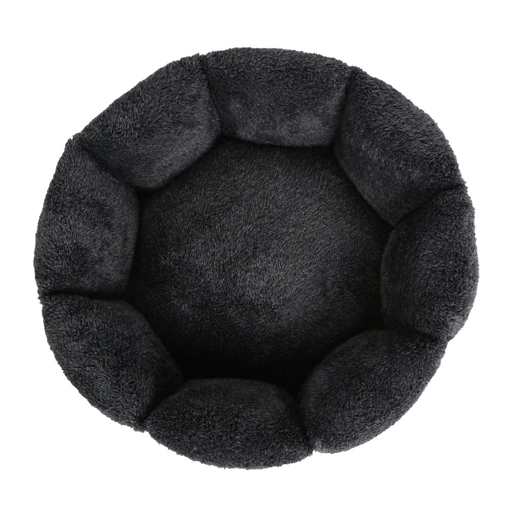 Charlie's Pet Round Faux Fur Calming Pet Bed Top View