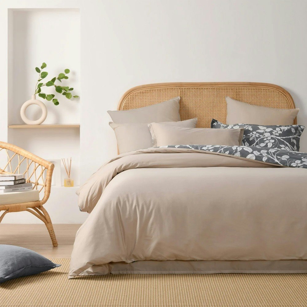 Dreamaker Felicity 100% Cotton Reversible Quilt Cover Set Charcoal
