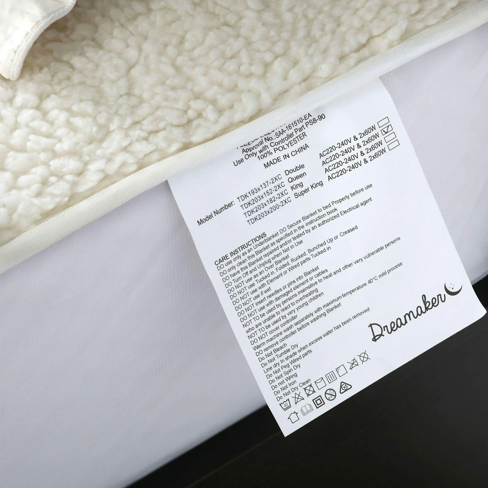 Dreamaker 350 GSM Fleece Top Electric Blanket